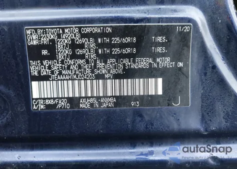 2021 Toyota Venza Le from USA, damaged, VIN JTEAAAAH1MJ024203